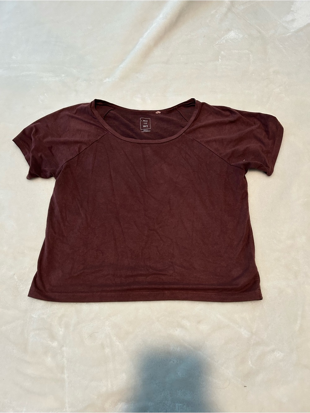Me to We Short Sleeve Velvet Scoop Neck Top - Burgundy